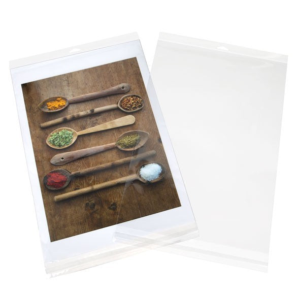 Cellofanpåsar med Eurohål 34,1x48,9cm Transparent med Tejpremsa (100 st) [HB1319]