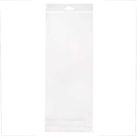 Cellofanpåsar med Eurohål 13,5x30,5cm Transparent med Tejpremsa (100 st) [HB512]