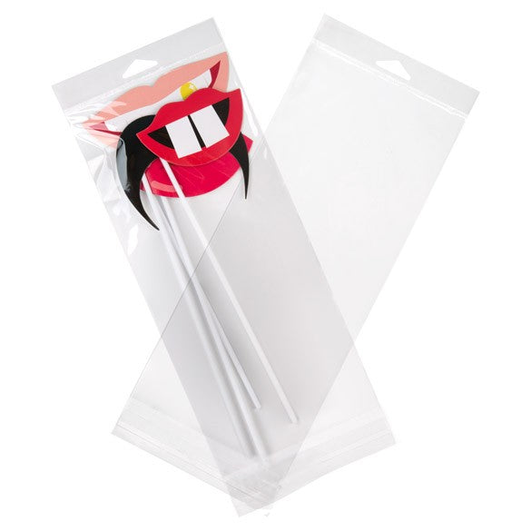 Cellofanpåsar med Eurohål 13,5x30,5cm Transparent med Tejpremsa (100 st) [HB512]