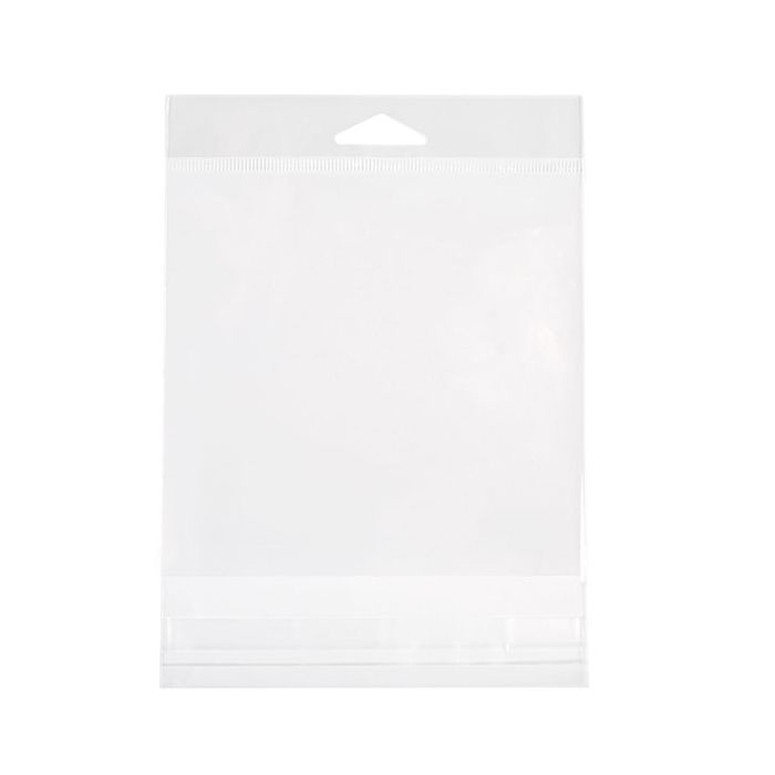 Cellofanpåsar med Eurohål 13,2x12,9cm Transparent med Tejpremsa (100 st) [HB5X5SM]