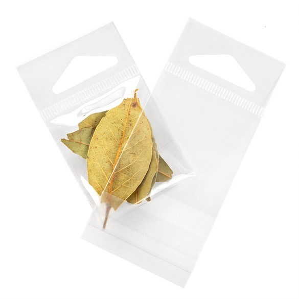 Cellofanpåsar med Eurohål 4,5x4,5cm Transparent med Tejpremsa (100 st) [HB1]