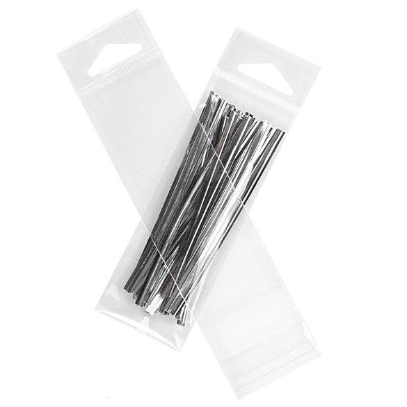 Cellofanpåsar med Eurohål 3,8x12,7cm Transparent med Tejpremsa (100 st) [HB1X5]