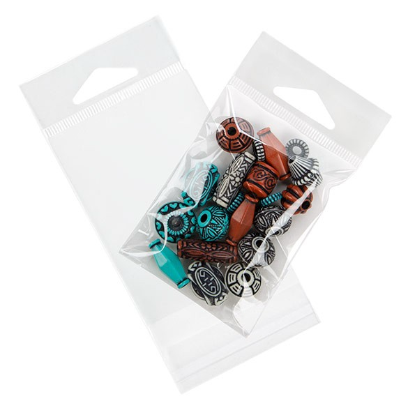 Cellofanpåsar med Eurohål 6,4x8,9cm Transparent med Tejpremsa (100 st) [HB2]