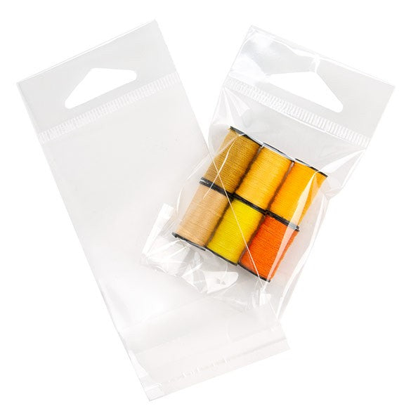 Cellofanpåsar med Eurohål 5,7x7,6cm Transparent med Tejpremsa (100 st) [HB2X3S]