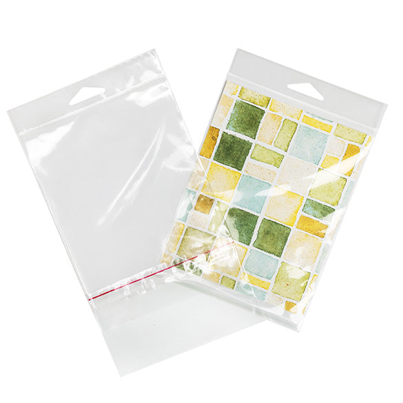Cellofanpåsar med Eurohål 12,5x16,7cm Transparent med Tejpremsa (100 st) [HB65PC]