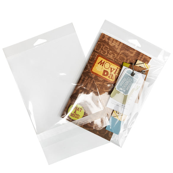 Cellofanpåsar med Eurohål 15,1x19,7cm Transparent med Tejpremsa (100 st) [HB7B3PC]