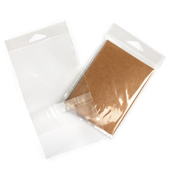 Cellofanpåsar med Eurohål 10,3x13,7cm Transparent med Tejpremsa (100 st) [HB4B1PC]