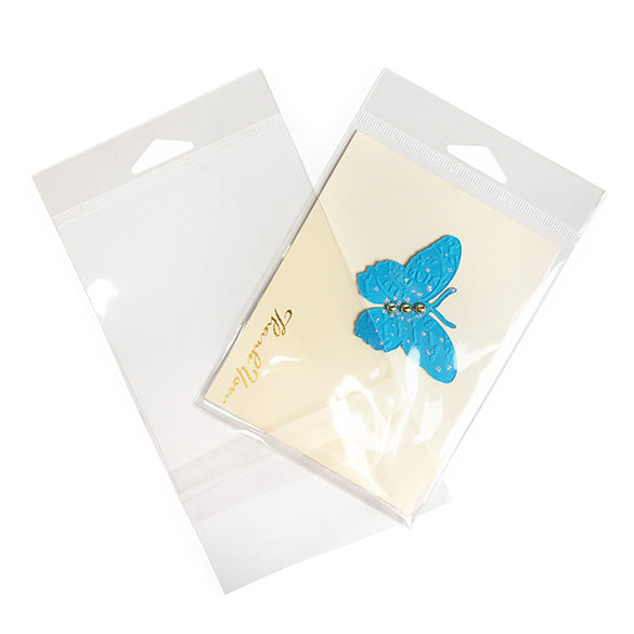 Cellofanpåsar med Eurohål 10,8x13,7cm Transparent med Tejpremsa (100 st) [HB4B2PC]