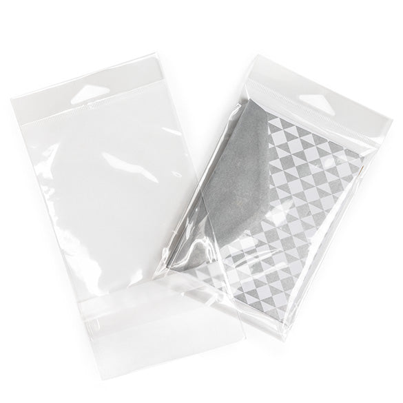 Cellofanpåsar med Eurohål 10,8x15,6cm Transparent med Tejpremsa (100 st) [HB4X6PC]