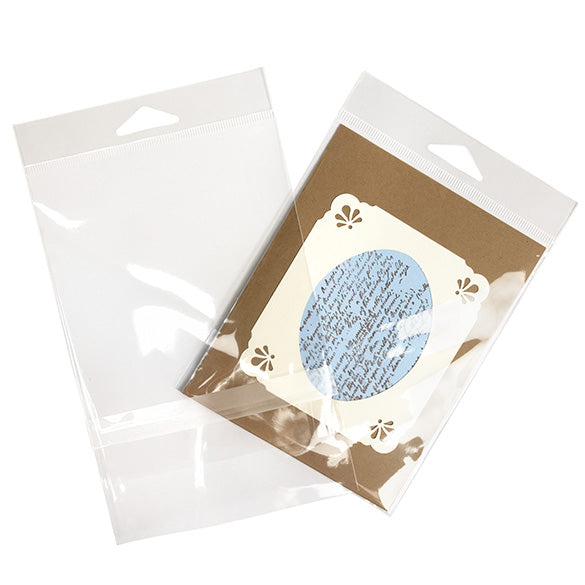 Cellofanpåsar med Eurohål 11,7x14,6cm Transparent med Tejpremsa (100 st) [HB54PC]