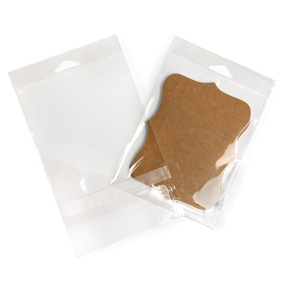 Cellofanpåsar med Eurohål 12,4x15,2cm Transparent med Tejpremsa (100 st) [HB5B1PC]