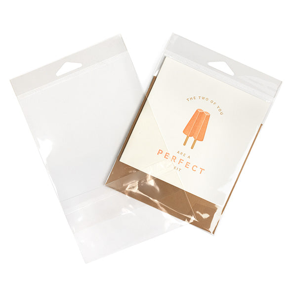 Cellofanpåsar med Eurohål 12,7x15,2cm Transparent med Tejpremsa (100 st) [HB5B2PC]