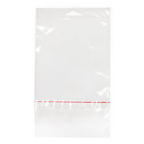 Cellofanpåsar med Eurohål 13,8x17,8cm Transparent med Tejpremsa (100 st) [HB6B3PC]
