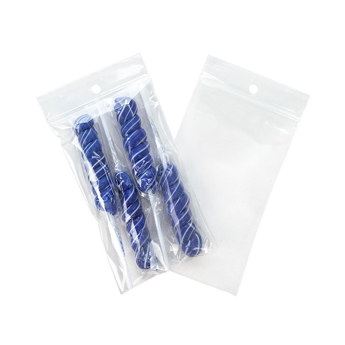Grip Seal Bags with Hang hole 7.5x12.5cm Crystal Clear PP 75 micron