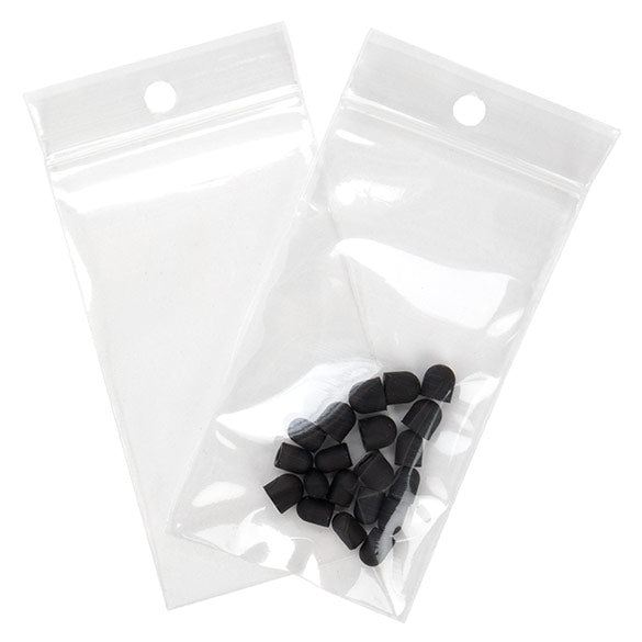 Blixtlåspåsar med häng hål 5,1x8,9cm Kristallklart PP 50 mikron (100 st) [ZR23H]