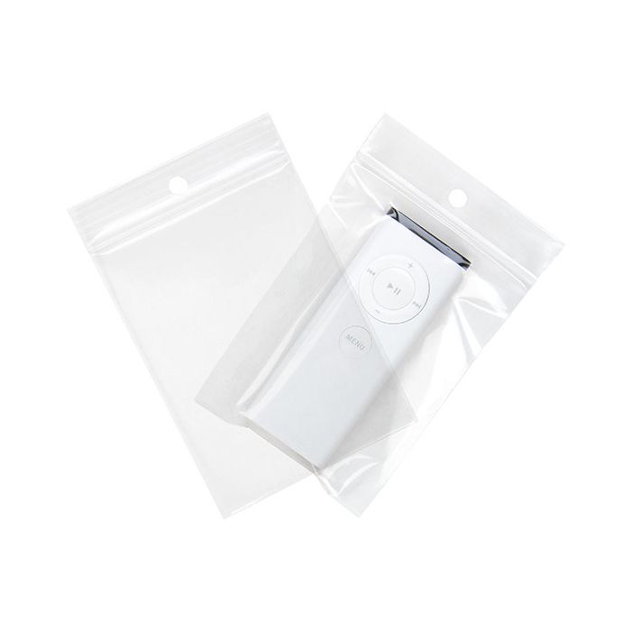 Blixtlåspåsar med häng hål 7x9,5cm Kristallklart PP 50 mikron (100 st) [ZR23XL]