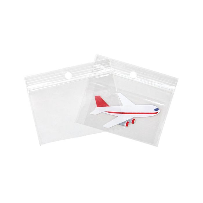 Blixtlåspåsar med häng hål 7,5x5cm Kristallklart PP 50 mikron (100 st) [ZR32]