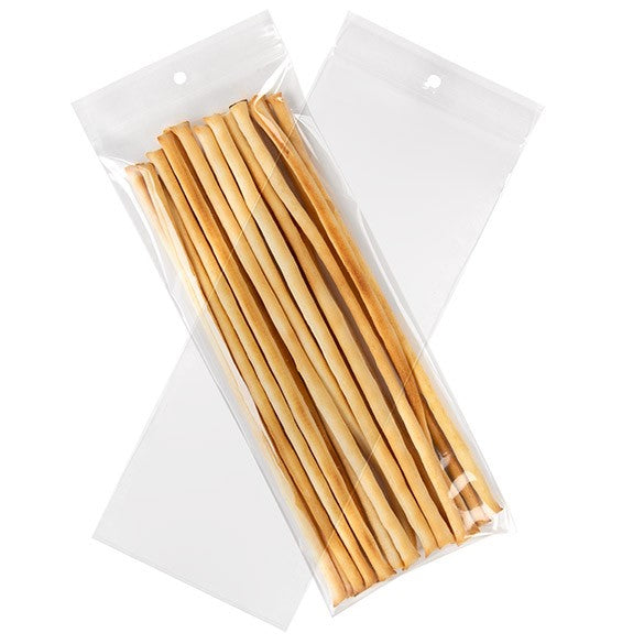 Blixtlåspåsar med häng hål 10x25,5cm Kristallklart PP 50 mikron (100 st) [ZR410]