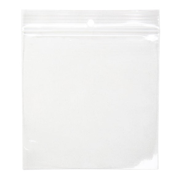 Blixtlåspåsar med häng hål 10x10cm Kristallklart PP 50 mikron (100 st) [ZR44]