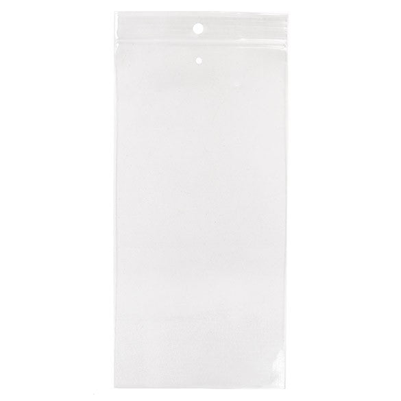 Blixtlåspåsar med häng hål och lufthål 10x20,5cm Kristallklart PP 50 mikron (100 st) [ZR48V]