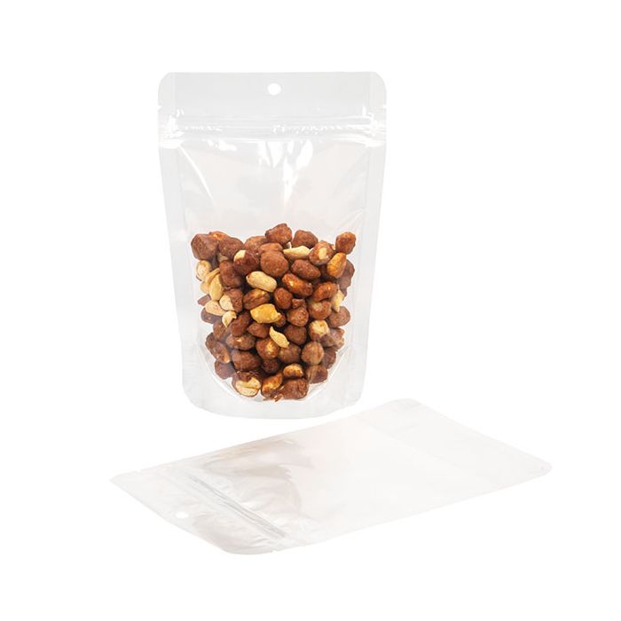 Klart Stå upp påsar 12 x 7,5 x 18,5 cm med upphängningshål (100 st) [ZBG46H]