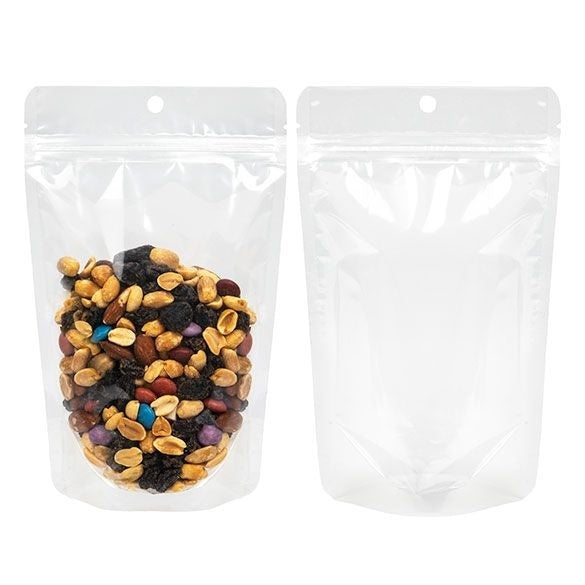 Stå upp påsar Transparent 13x7.9x20.6cm | 113 gram med upphängningshål (100 st) [ZBG3H]