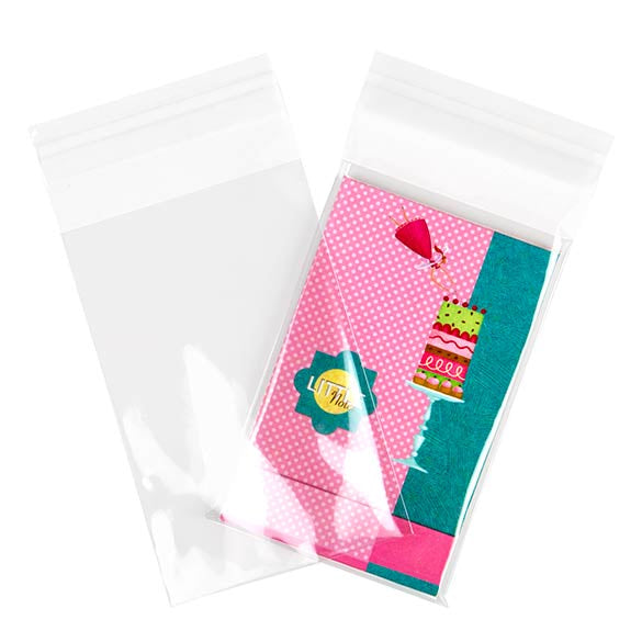 Plastpåsar 8,5x13cm Transparent med Tejpremsa (100 st) [B3]