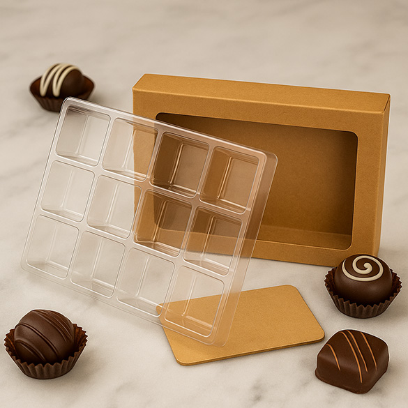 Kraft Artisan Candy Box Sets för 12 st 8.9 x 2.1 x 13,8cm (25 st) [CNDY271]