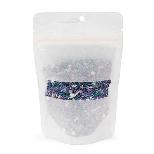 Eco Friendly Stå upp påsar Rispapper vitt med rektangulärt fönster med hängande hål 10,2x6x15,2 cm (100 st) [ZBGRC2W]