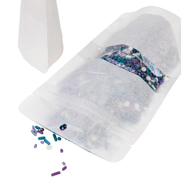 Eco Friendly Stå upp påsar Rispapper vitt med rektangulärt fönster med hängande hål 10,2x6x15,2 cm (100 st) [ZBGRC2W]
