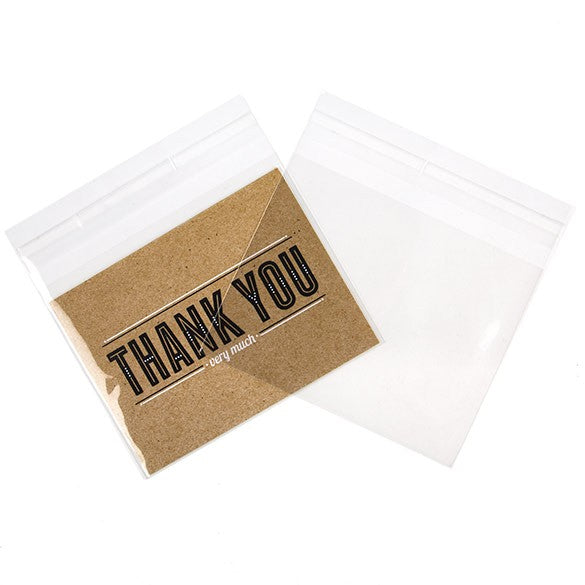 Plastpåsar 13,7x10,8cm Transparent med Tejpremsa (100 st) [B4]