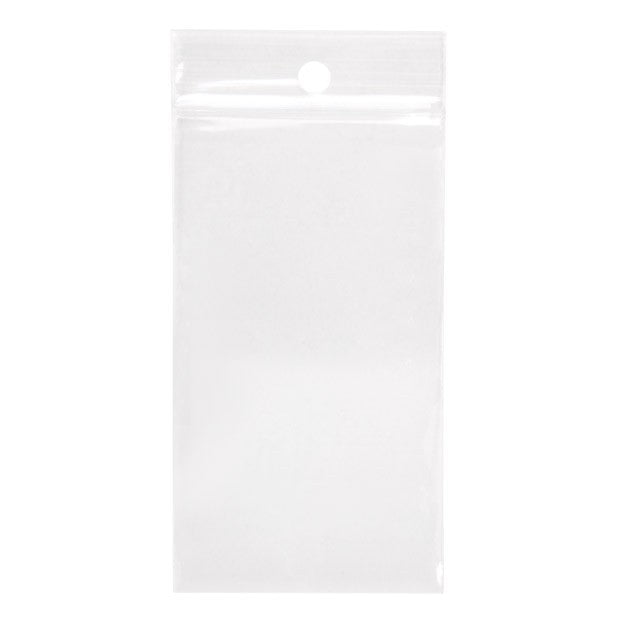 Blixtlåspåsar med häng hål 5,1x8,9cm Kristallklart PP 50 mikron (100 st) [ZR23H]