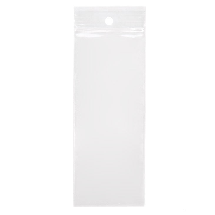 Blixtlåspåsar med häng hål 5x12,5cm Kristallklart PP 50 mikron (100 st) [ZR25]