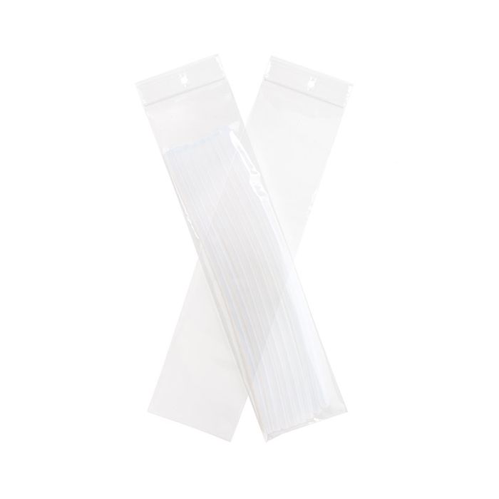 Grip Seal Bags with Hang hole 7.5x30.5cm Crystal Clear PP 50 micron