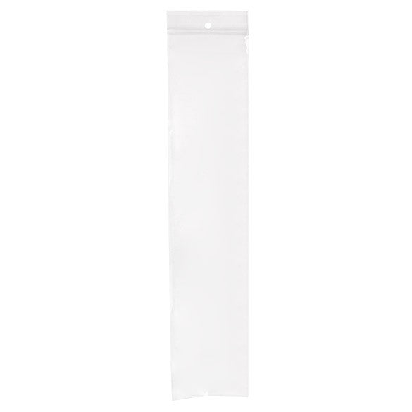Blixtlåspåsar med häng hål 7,5x35,5cm Kristallklart PP 50 mikron (100 st) [ZR314]