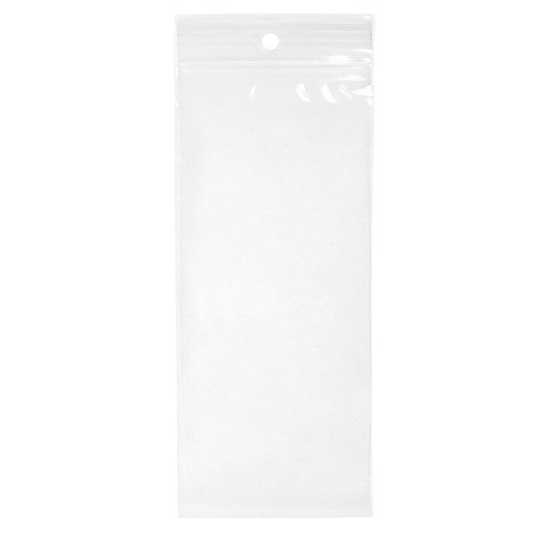 Blixtlåspåsar med häng hål 7,5x18cm Kristallklart PP 50 mikron (100 st) [ZR37]