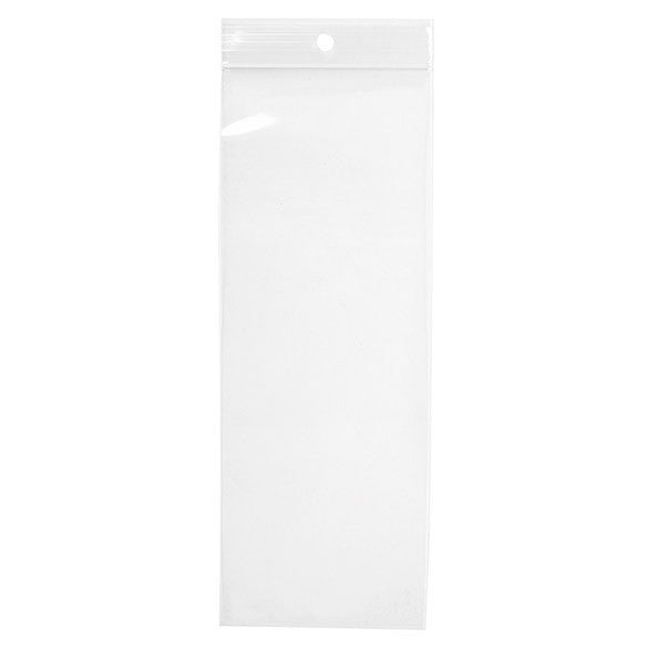 Blixtlåspåsar med häng hål 7,5x20,5cm Kristallklart PP 50 mikron (100 st) [ZR38]