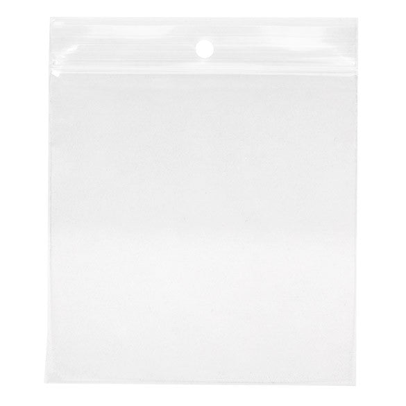 Blixtlåspåsar med häng hål 10x10cm Kristallklart PP 50 mikron (100 st) [ZR44]