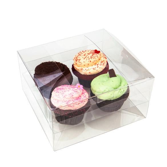 Cupcake lådor för fyra 19,1 x 17,8 x 10,2cm (100 st) [CBS177]