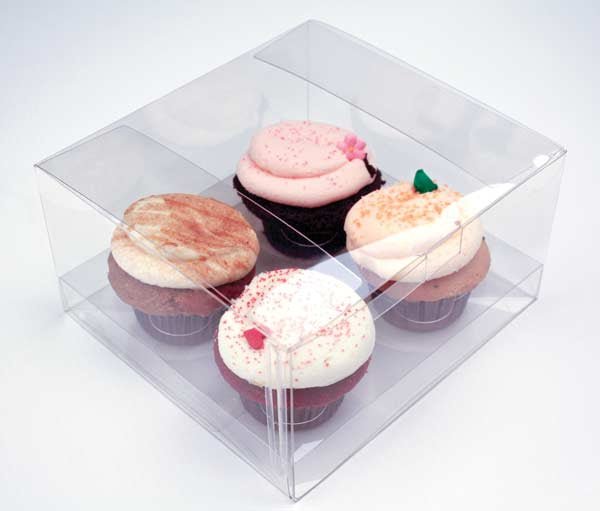 Cupcake lådor för fyra 19,1 x 17,8 x 10,2cm (100 st) [CBS177]