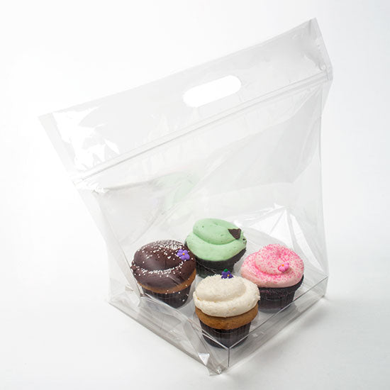 Plastkasse för 2 Cupcakes 27,9x10,3x15,2cm med Zip Stängning (100 st) [CZHB3]