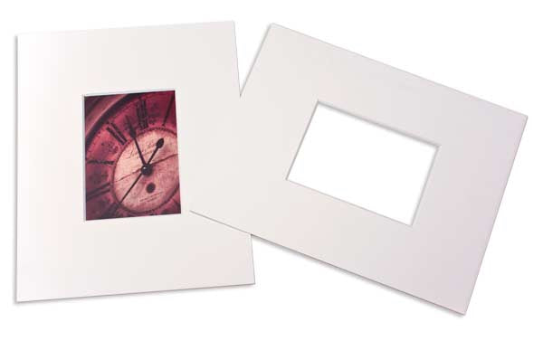 Passepartout Dubbel tjock Vit 27,9x35,6cm med 11,4x16,5cm Fönster (25 st) [MS31003]