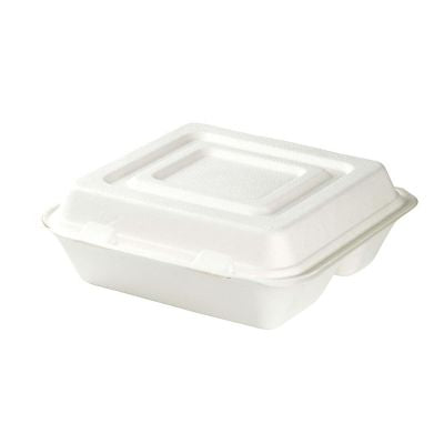 Menybehållare med lock Sugarcane 3 utrymmen 23,5x23,5x8 cm (250 st) [GB-DFC01338]