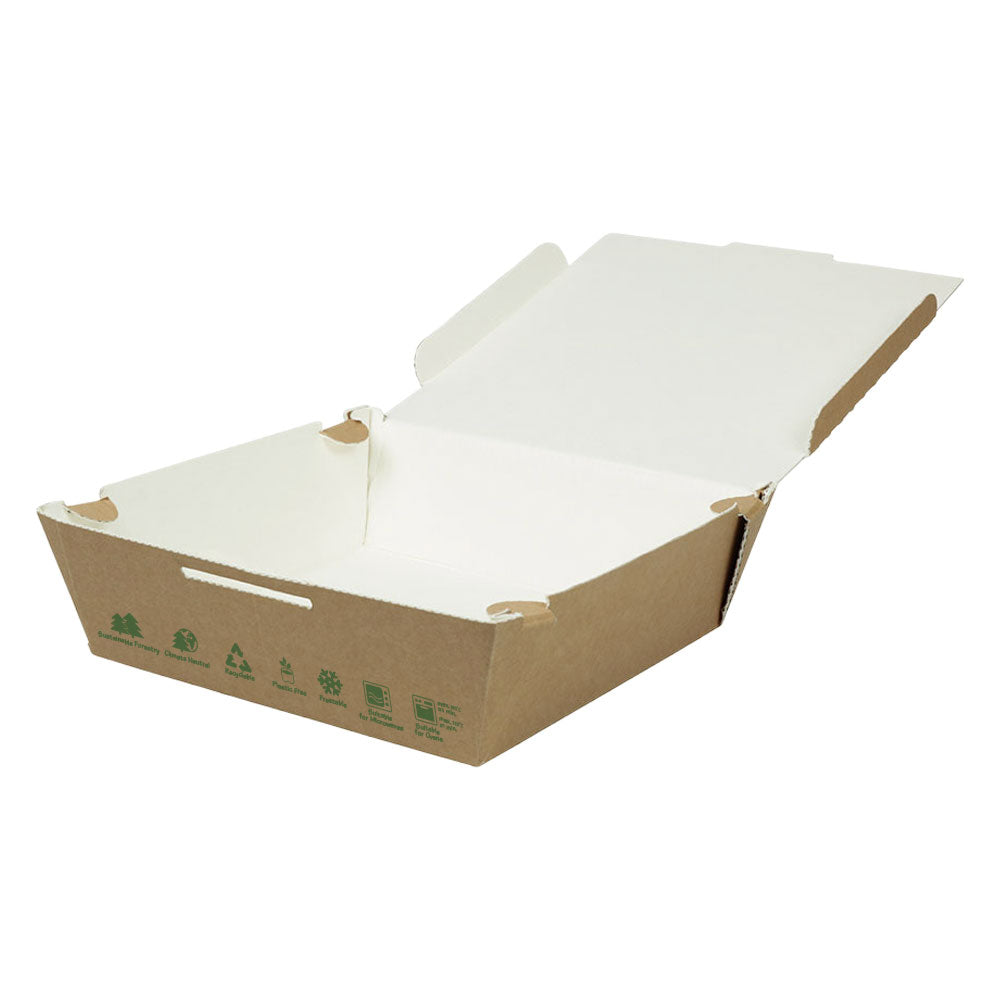 Take-away Boxar Kartong 22x6,6x21 cm 1700 ml Brun bio-belagd (300 st) [GB-DFC04261]