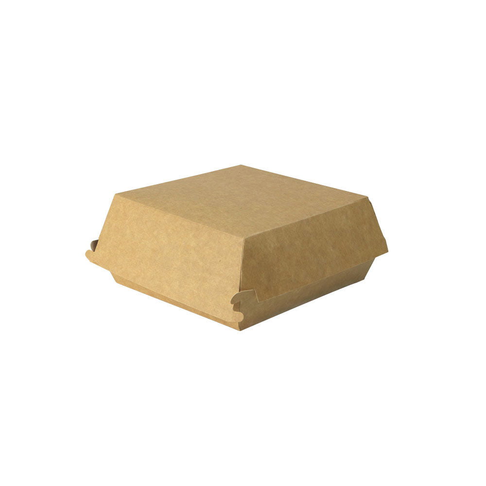 Lådor för hamburgare för take-away 17,5x17,5x8 cm, brun-vit (400 st) [GB-DFC04271]