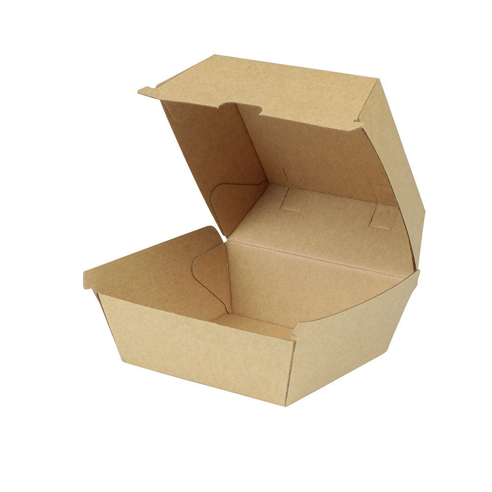 Lådor för hamburgare för take away Kartong 13x14x8 cm Brun (250 st) [GB-DFC04285]