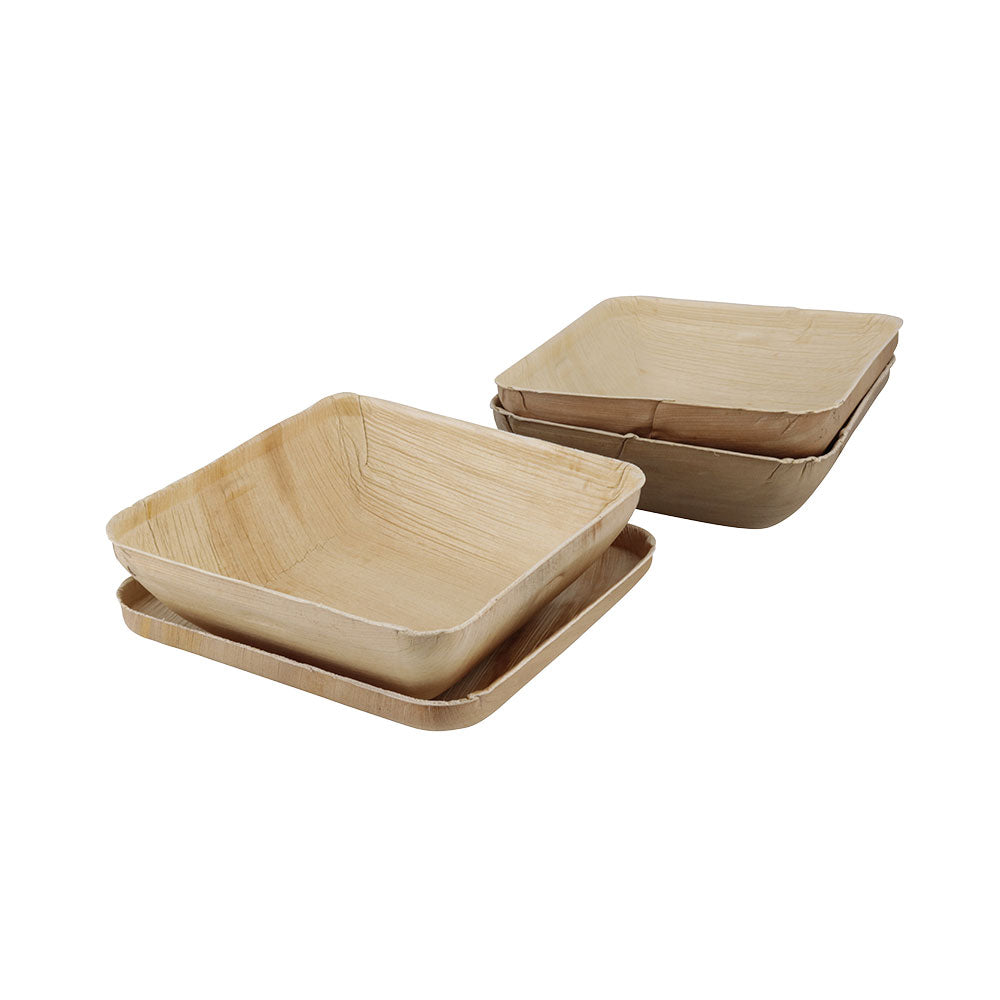 Skålar Palmware® 18x5x18 cm 800 ml, med lock fyrkantigt (60 st) [GB-DTW05465]