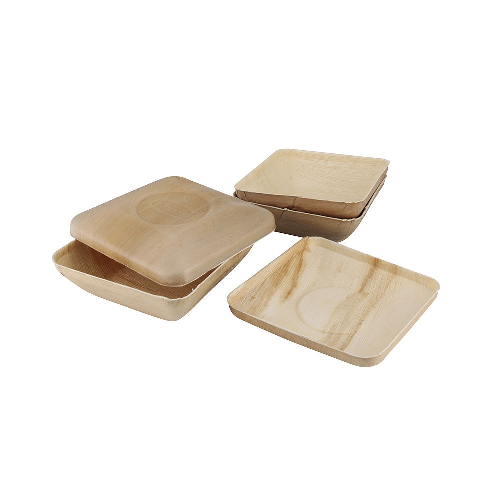 Skålar Palmware® 18x5x18 cm 800 ml, med lock fyrkantigt (60 st) [GB-DTW05465]