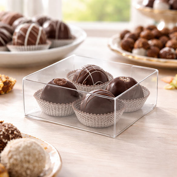 Plastlådor för Chokladtryfflar 10,8x4,1x10,8cm (25 st) [FB194]