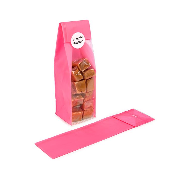 Blockbottenpåsar Neon Rosa 5,1x5,1x21 cm med pappersinsats (100 St) [FGPB11NK]
